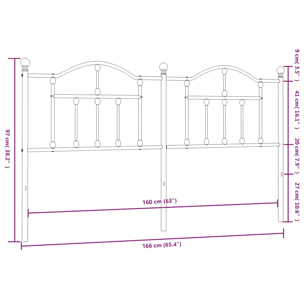 vidaXL Metalowe wezgłowie, białe, 160 cm