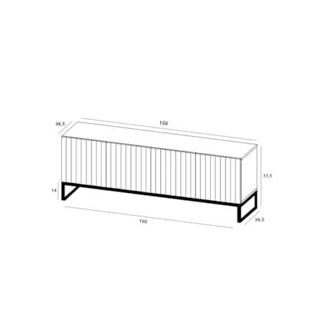Szafka RTV Loft Biały MAT Komoda RTV Glamour 150 cm Ryflowane fronty Mat