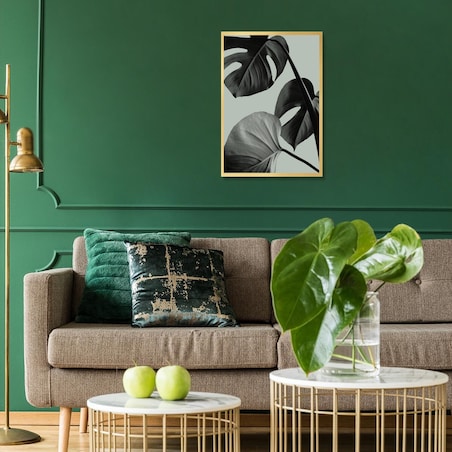 Poster Story, Plakat, Obraz - Monstera na Zielonym Tle No1, wymiary 70 x 100 cm