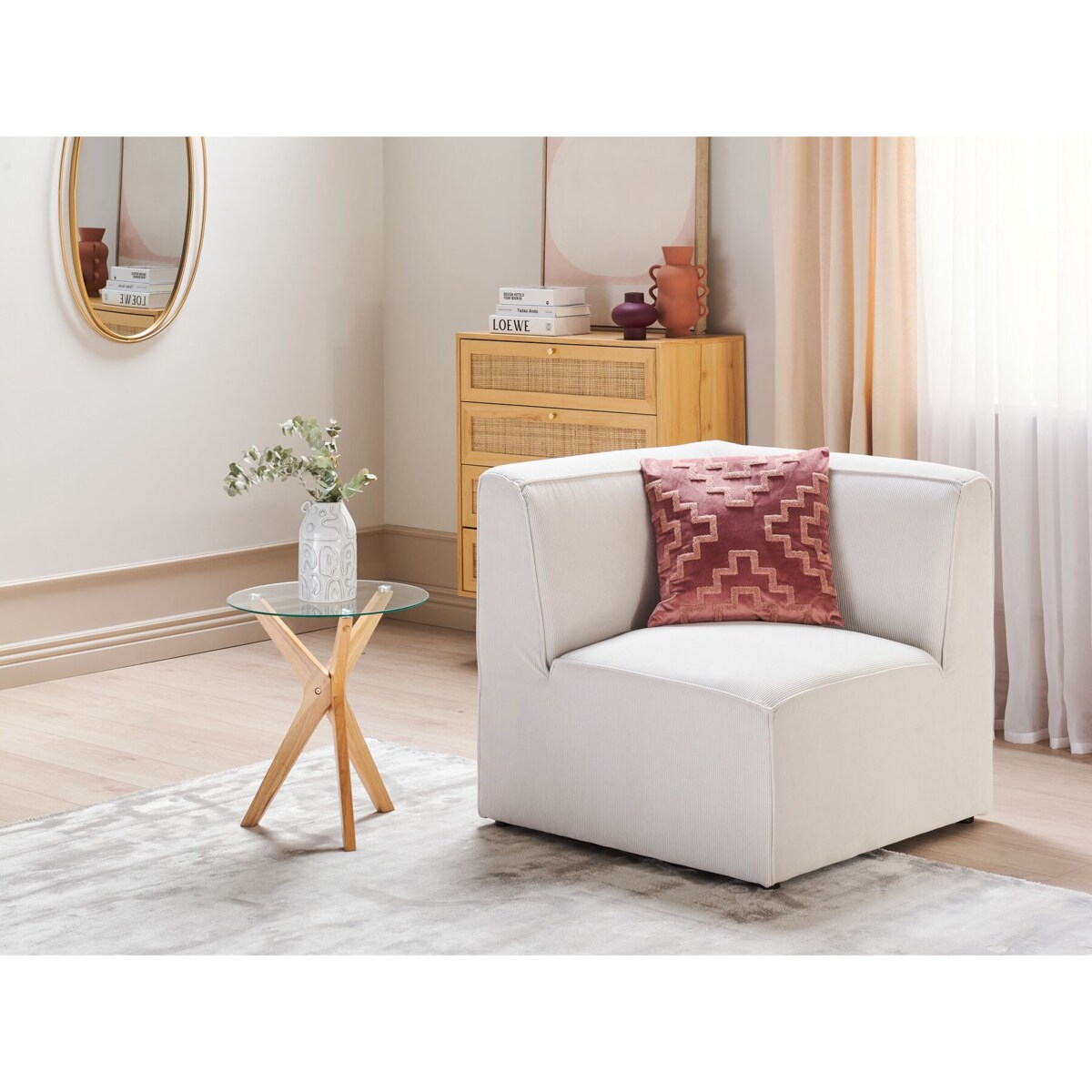 Moduł narożny sztruksowy złamana biel LEMVIG