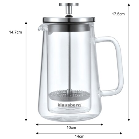 Zaparzacz do kawy herbaty 0.35L French Press srebrny KLAUSBERG