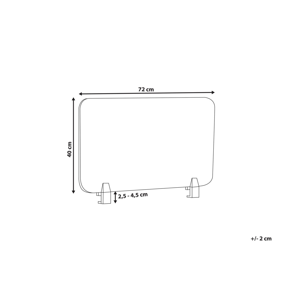 Przegroda biurkowa 72 x 40 cm Różne rozmiary