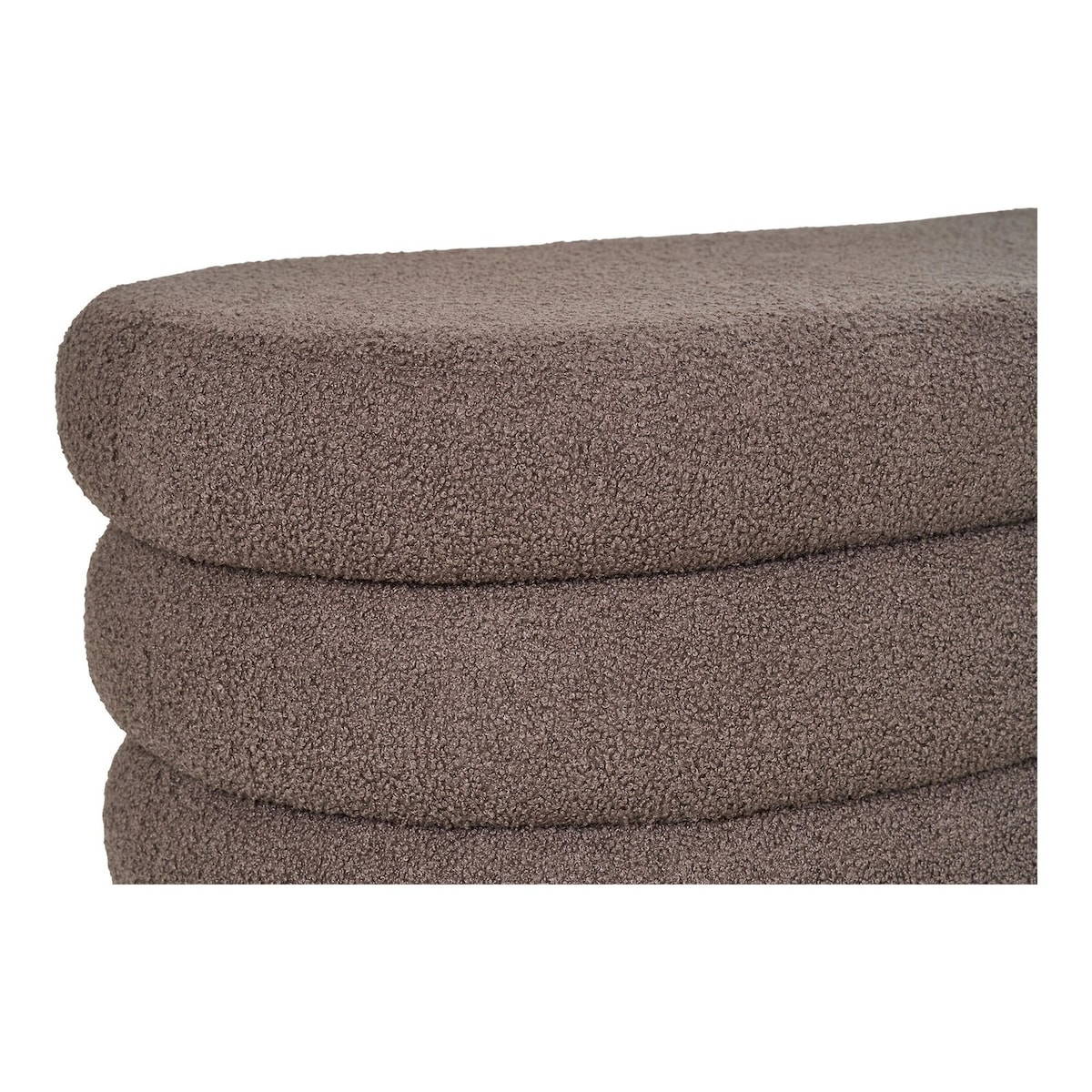 Pufa brązowa boucle 44x103x45 cm PEPUTRA ze schowkiem