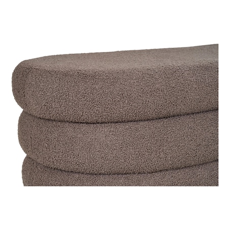 Pufa brązowa boucle 44x103x45 cm PEPUTRA ze schowkiem