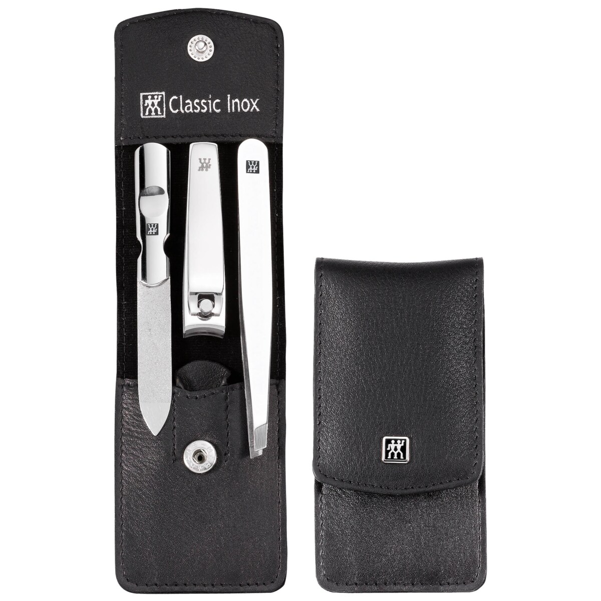 Zestaw podróżny Zwilling Classic Inox – czarne, skórzane etui, 3 elementy - Czarny