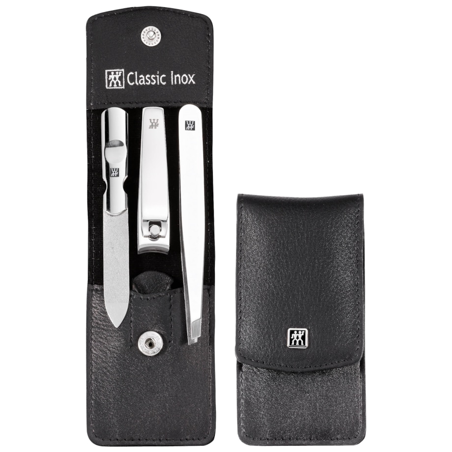 Zestaw podróżny Zwilling Classic Inox – czarne, skórzane etui, 3 elementy - Czarny