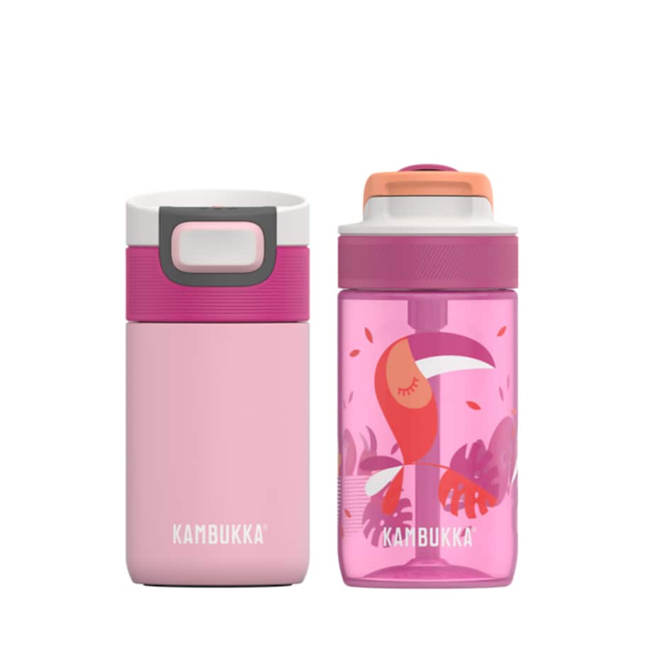 Kambukka kubek termiczny + butelka na wodę ze słomką Zestaw Funky Pink