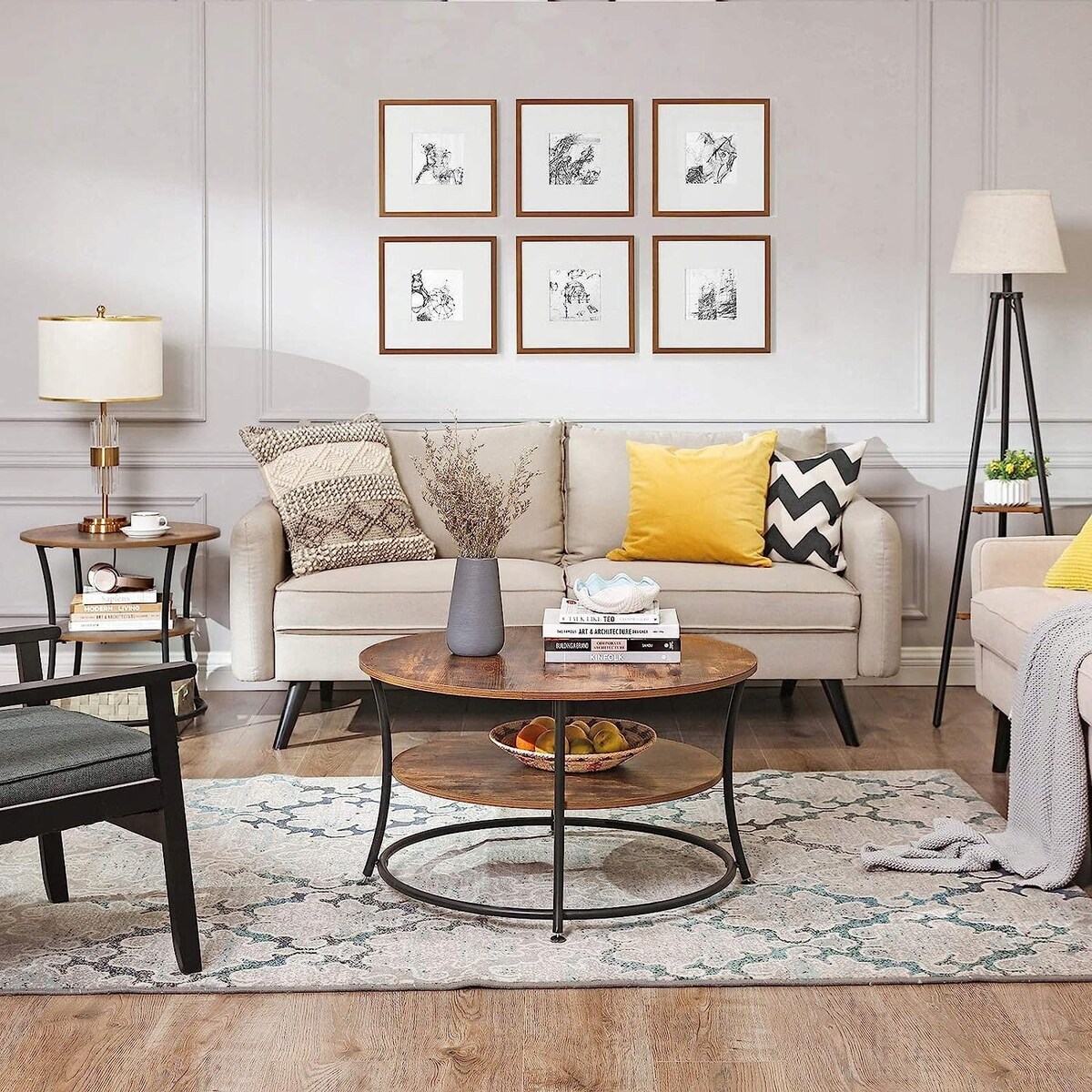 Stolik 55X55X55 Cm Rustykalny Brąz, Czarny