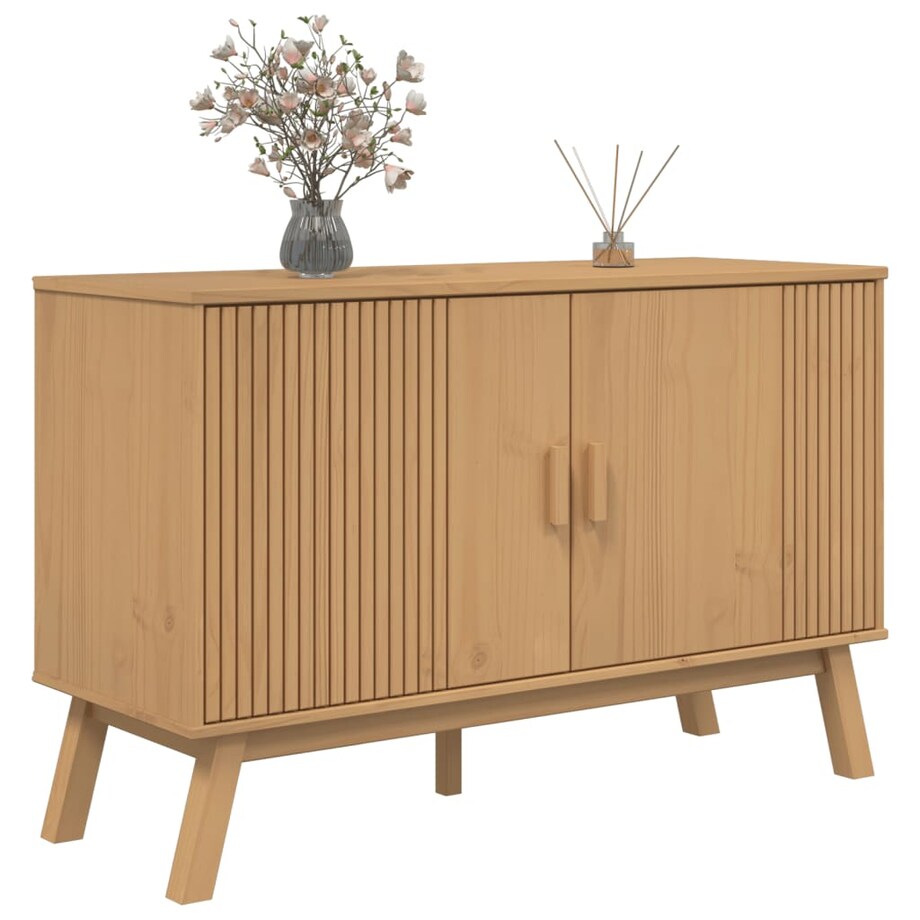 vidaXL Komoda OLDEN, brązowa, 114x43x73,5 cm, lite drewno sosnowe