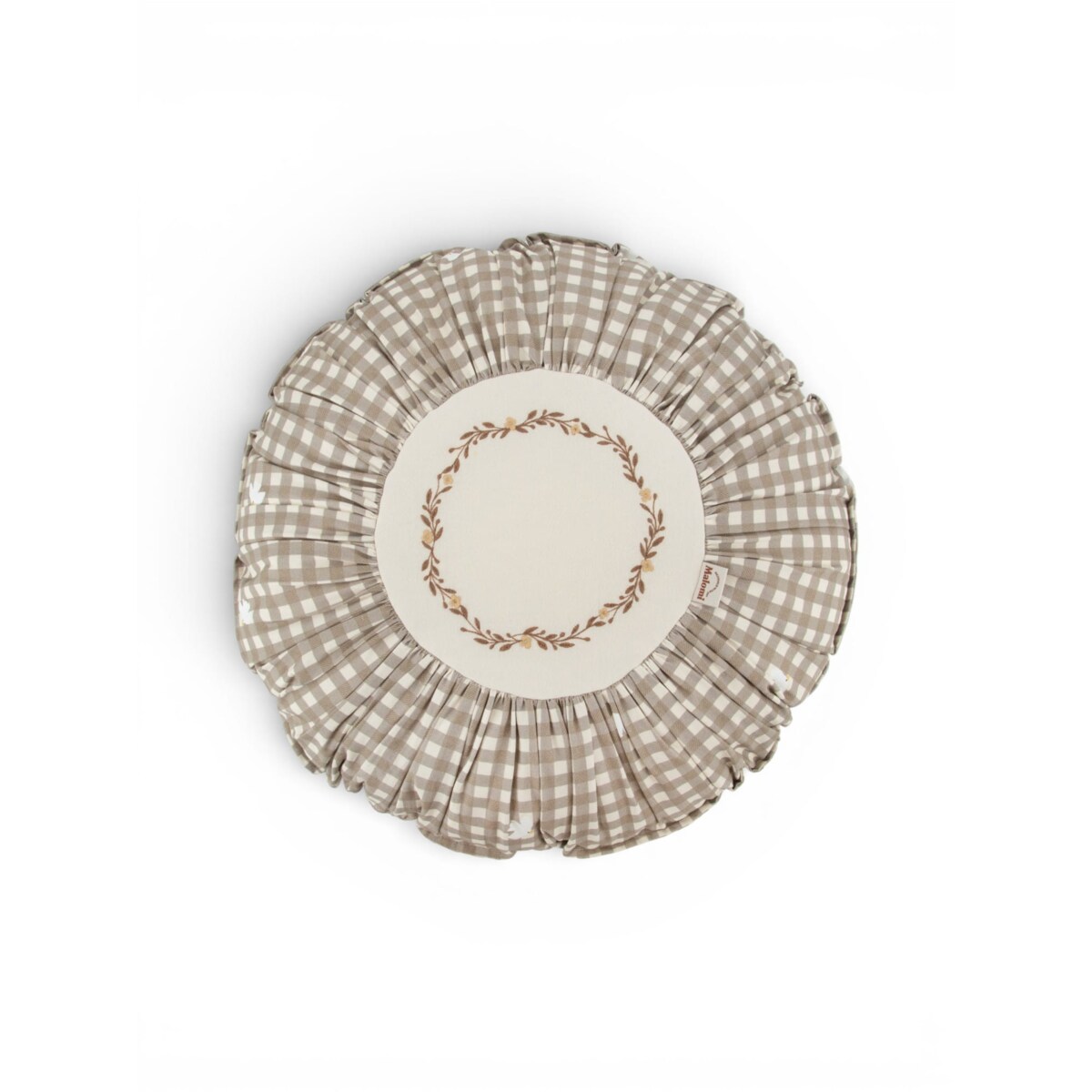 Poduszka dekoracyjna okrągła z haftem Countryside Check