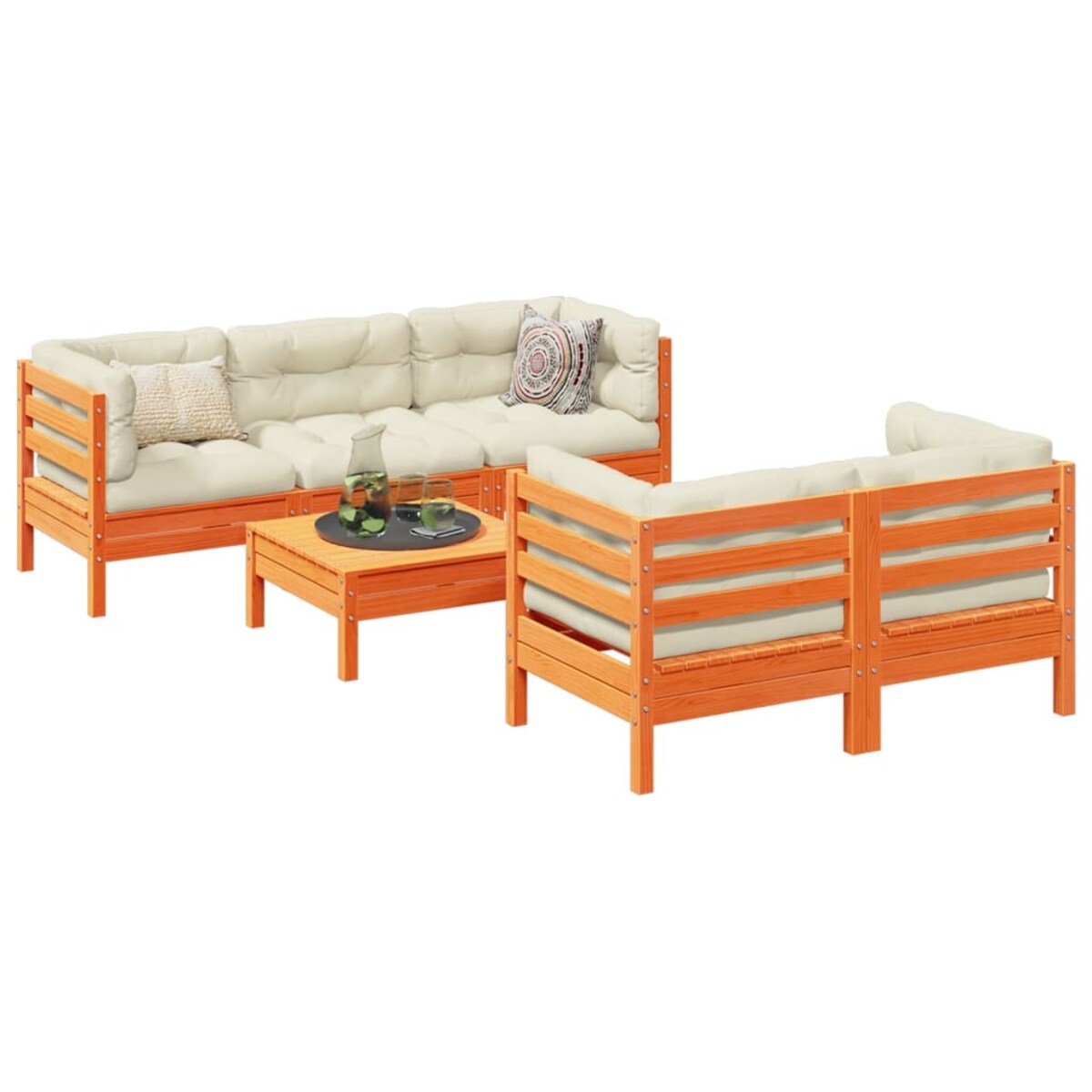 vidaXL 6-cz., ogrodowy zestaw wypoczynkowy z poduszkami, woskowy brąz