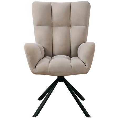 Krzesło tapicerowane obrotowe 180 do salonu jadalni nowoczesne welurowe beżowy