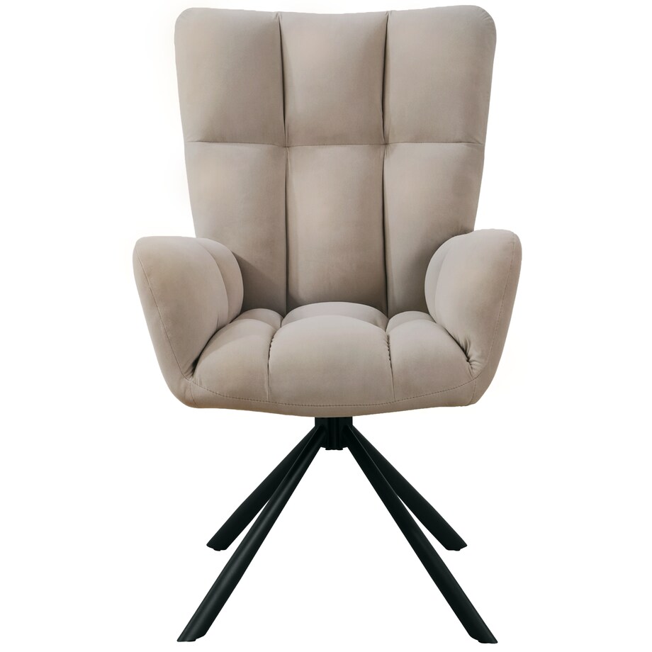 Krzesło tapicerowane obrotowe 180 do salonu jadalni nowoczesne welurowe beżowy