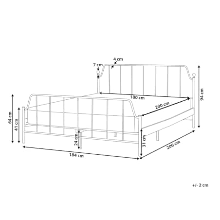 Łóżko metalowe 180 x 200 cm białe MAURESSAC
