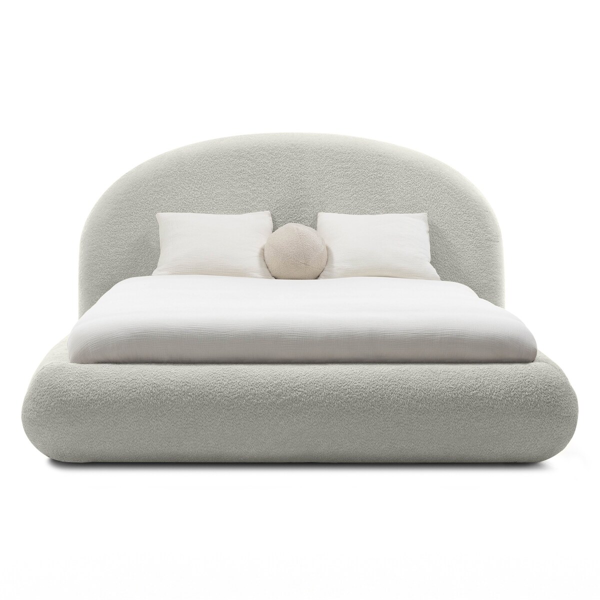 Łóżko tapicerowane 160x200 cm szare bouclé Riaci