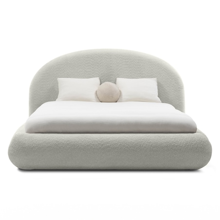 Łóżko tapicerowane 160x200 cm szare bouclé Riaci