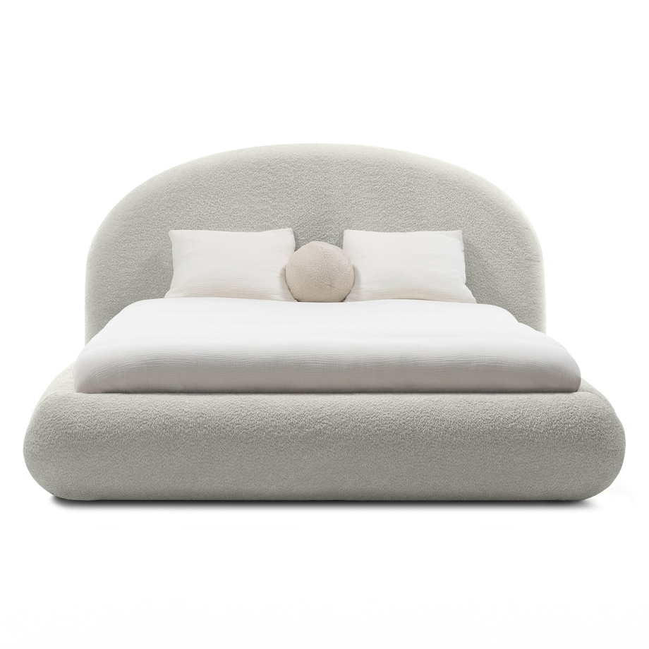 Łóżko tapicerowane 160x200 cm szare bouclé Riaci