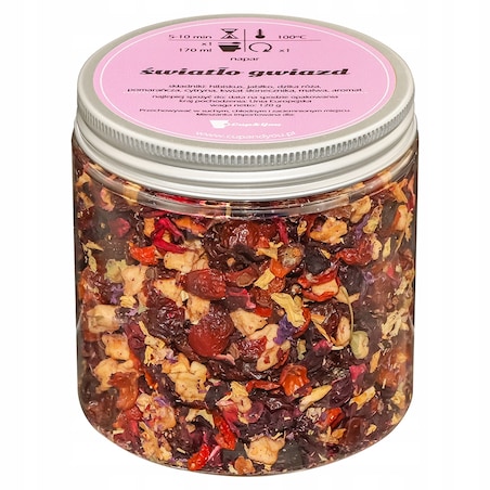 Herbata owocowa ŚWIATŁO GWIAZD o jabłkowym smaku z nutą owoców egzotycznych - herbata liściasta sypana mieszanka napar susz - gotowa na prezent upominek