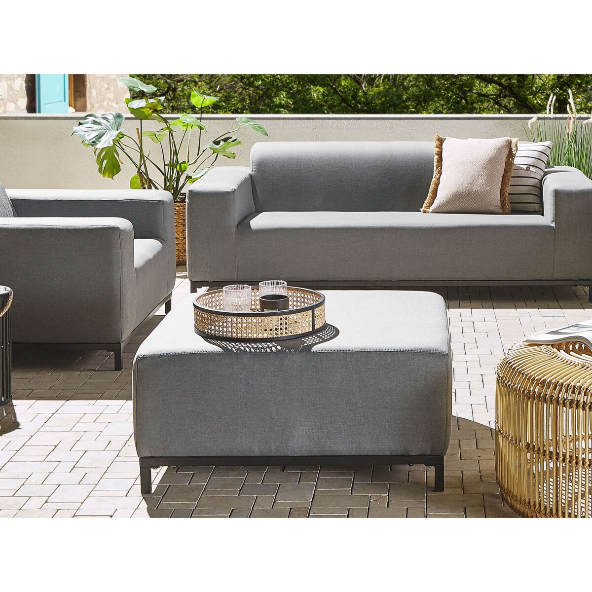 Otomana ogrodowa szara z czarnym ROVIGO