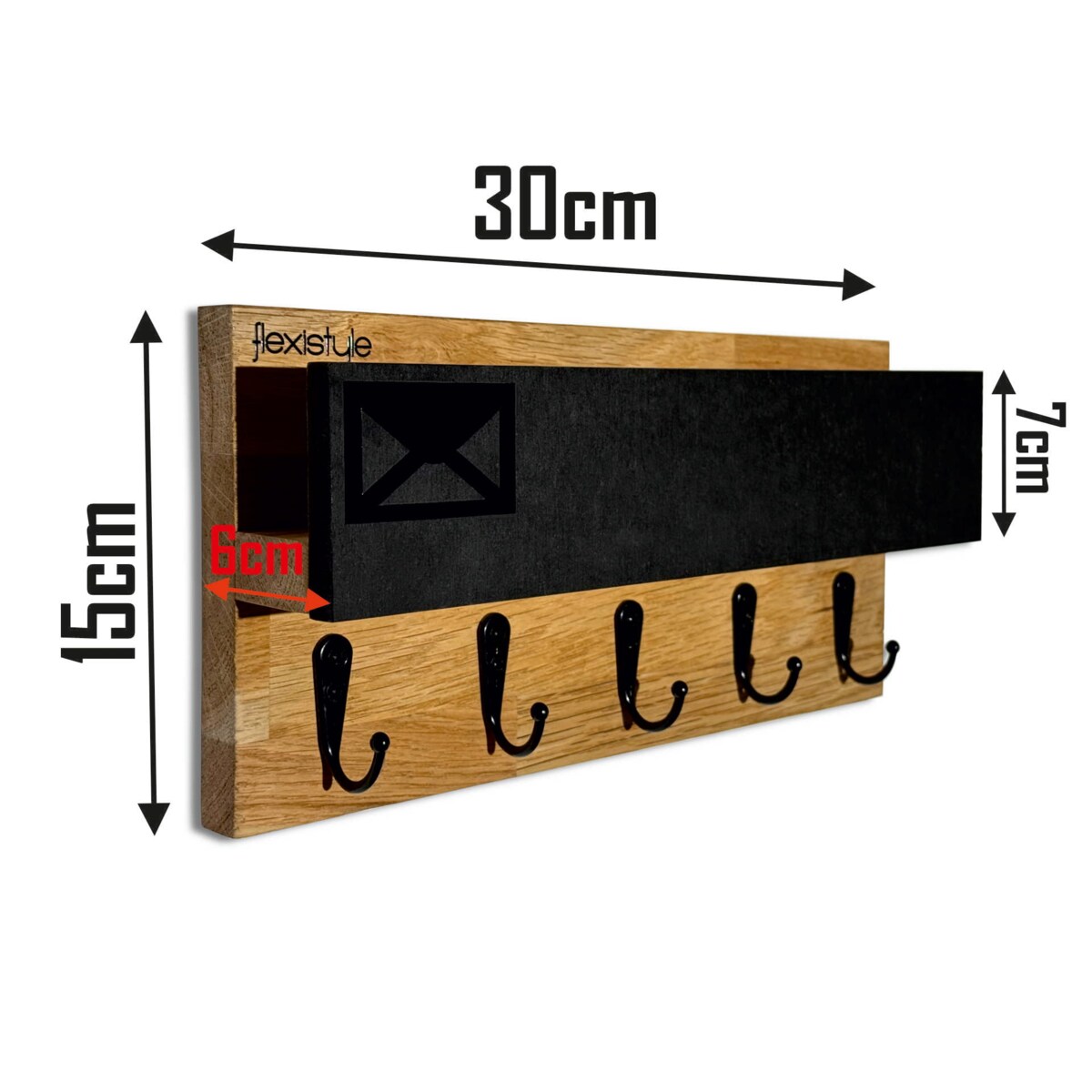 Drewniany wieszak na klucze 30cm