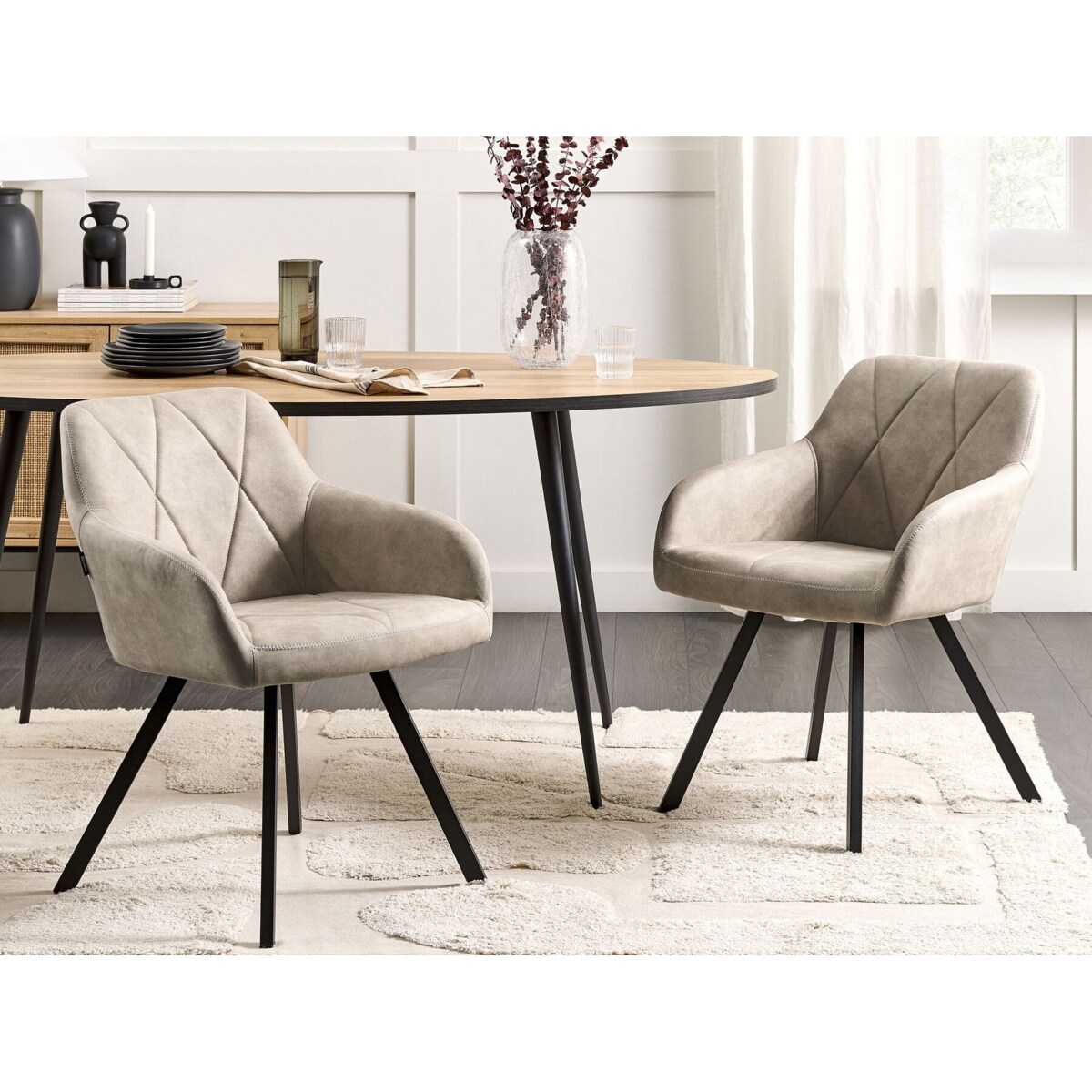 Zestaw 2 krzeseł beżowy MONEE