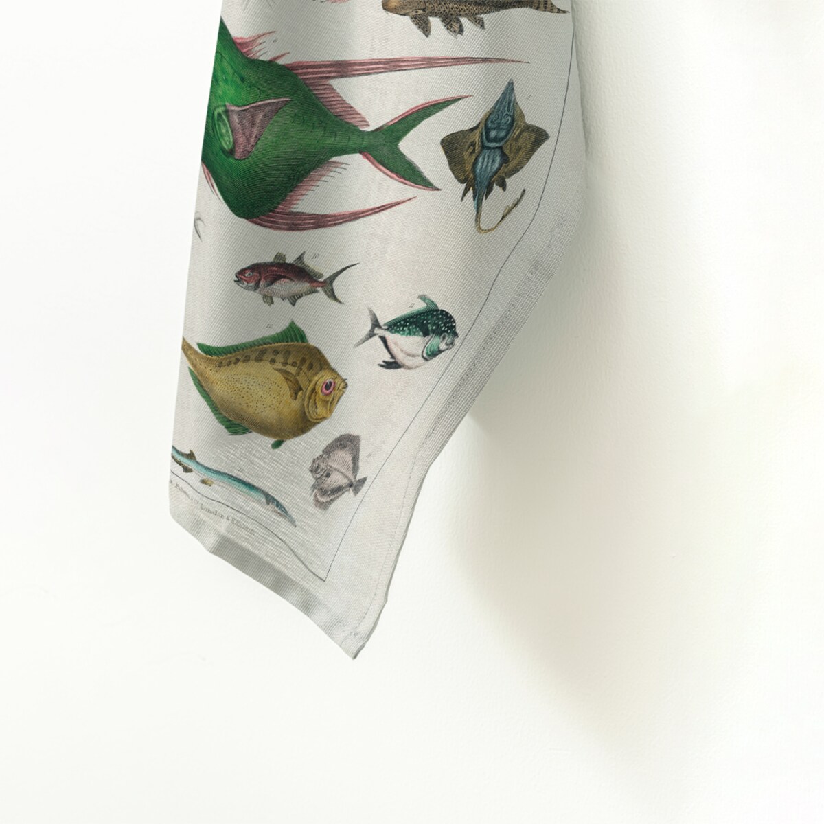 ścierka kuchenna lniana - vintage rybki 50x70 cm