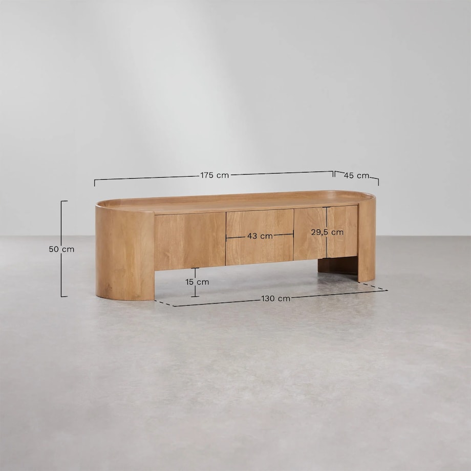 Szafka RTV 175x50 cm z drewna mango Sidney