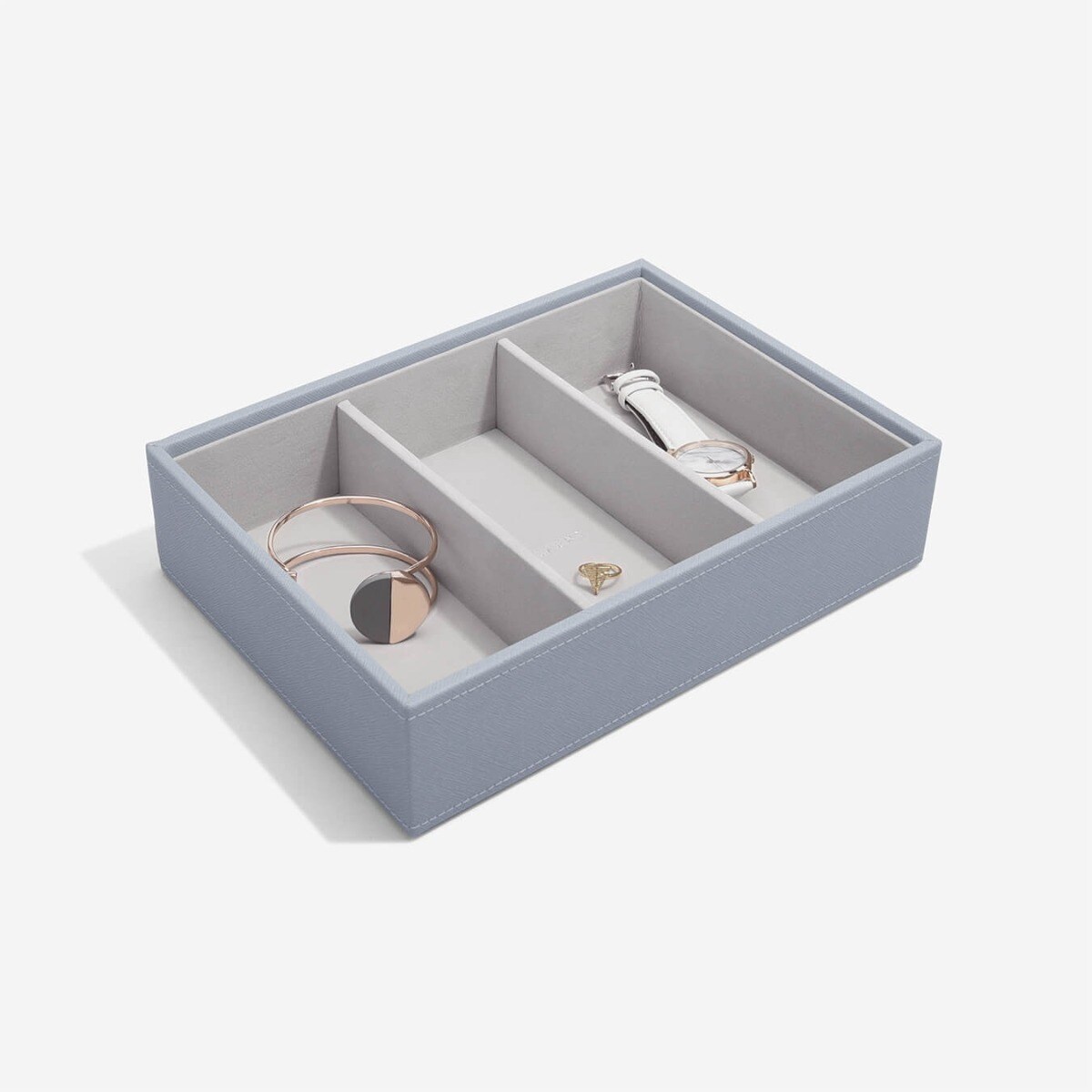 Szkatułka na biżuterię Stackers 3 komorowa classic szaro niebieska