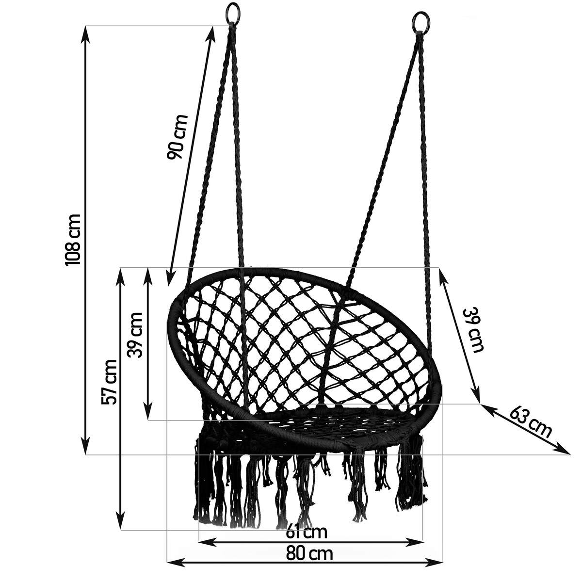 Huśtawka ogrodowa fotel bocianie gniazdo Sofotel Boho czarny
