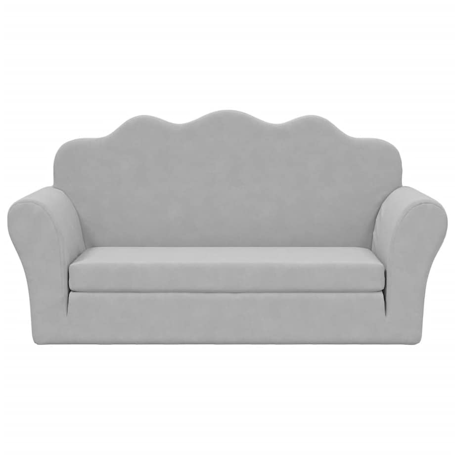 vidaXL 2-os. sofa dla dzieci, rozkładana, jasnoszara, miękki plusz