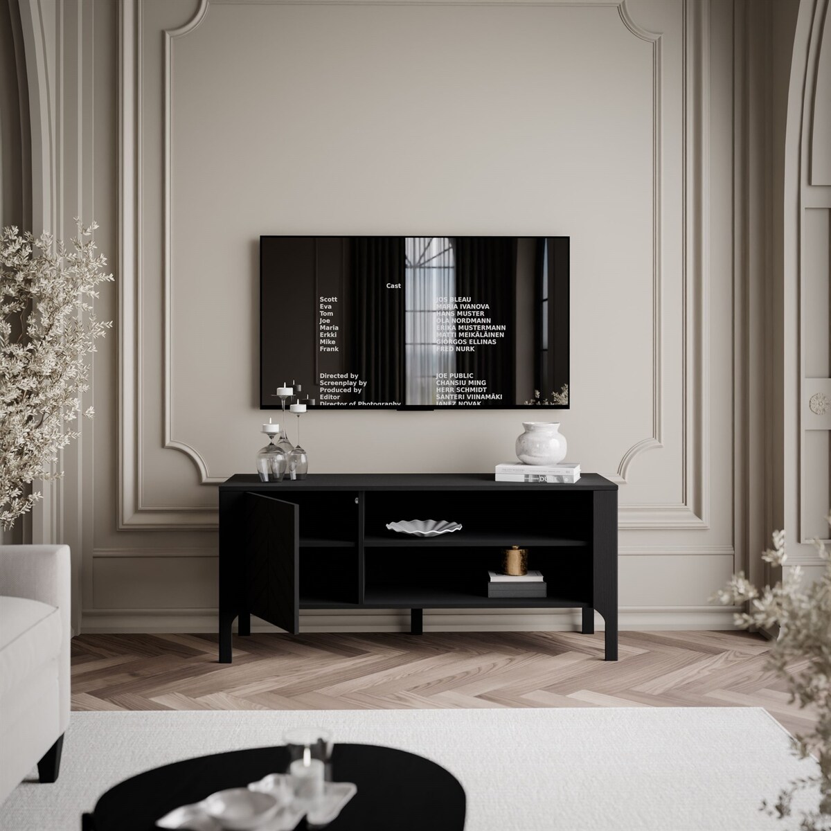 Szafka RTV LUMI 135 cm, czarna