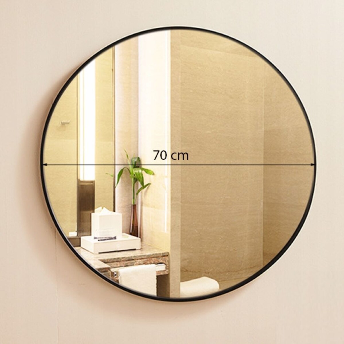 Duże lustro okrągłe industrialne łazienkowe salon sypialnia czarne 70cm