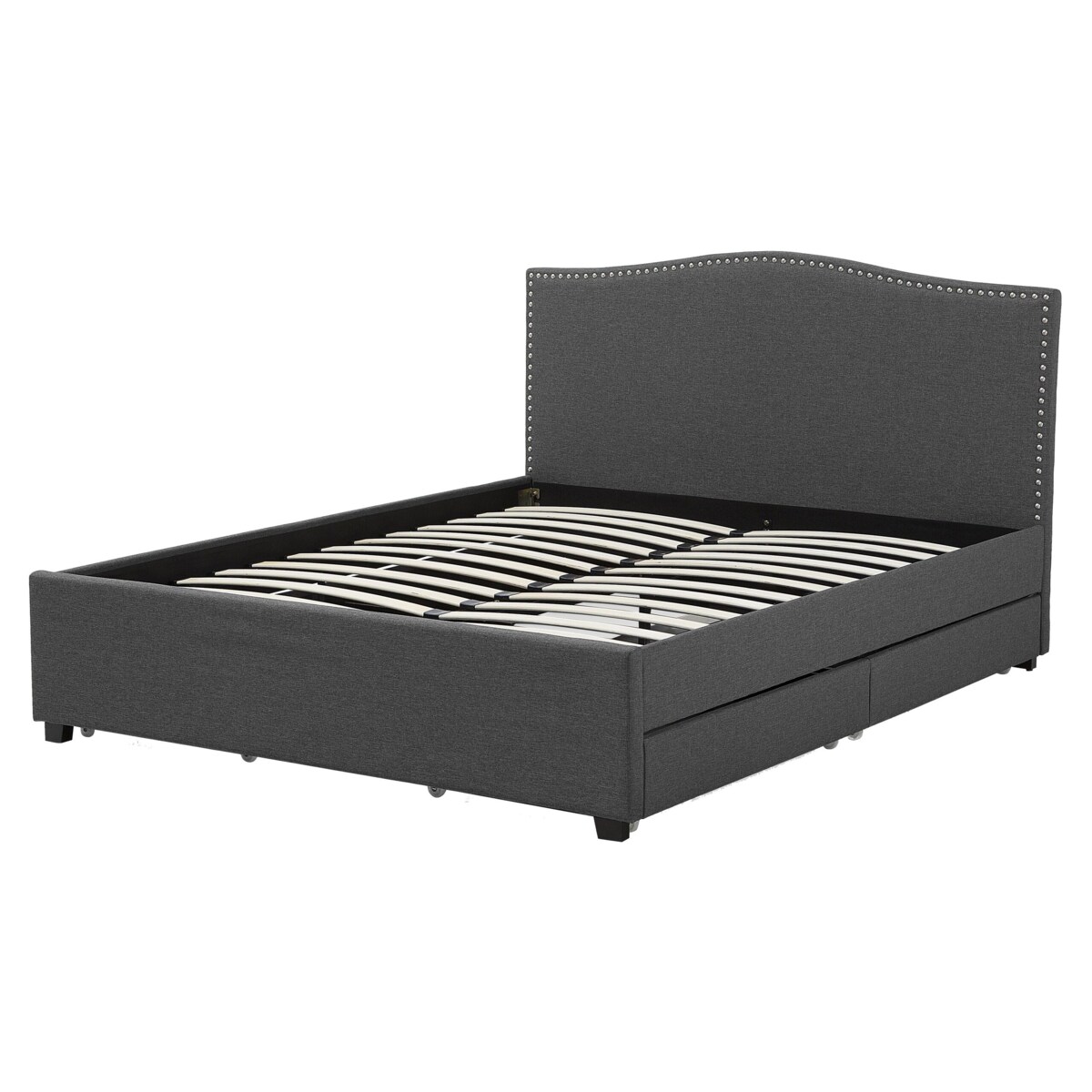 Łóżko z szufladami tapicerowane 160 x 200 cm szare MONTPELLIER