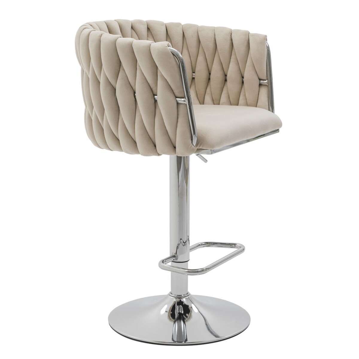 HOKER BAROWY KRZESŁO STOŁEK OBROTOWY DO SALONU KASZMIROWY ROSA CHROME WELUR