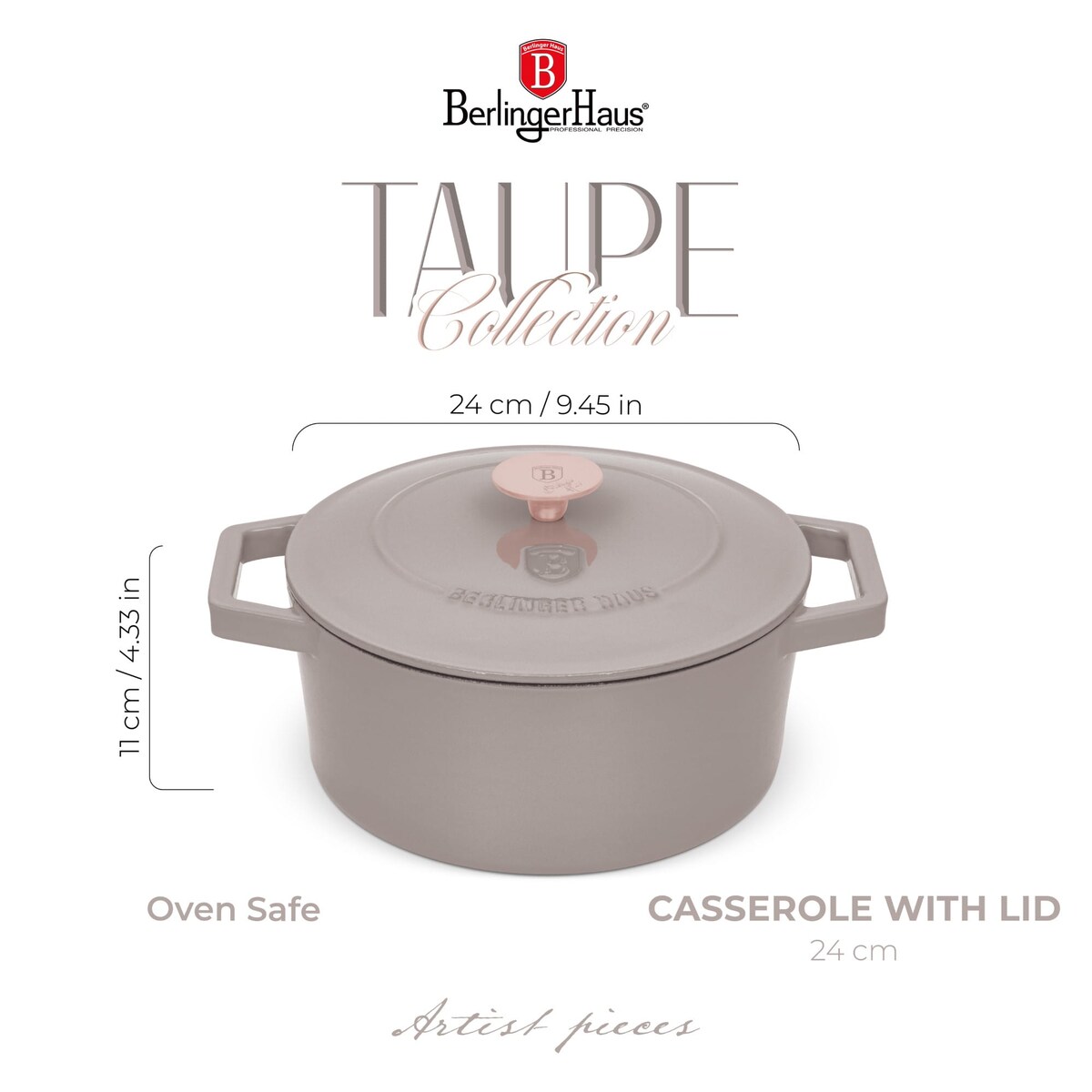 Garnek żeliwny4,35L z pokrywką 24cm Berlinger Haus Toupe