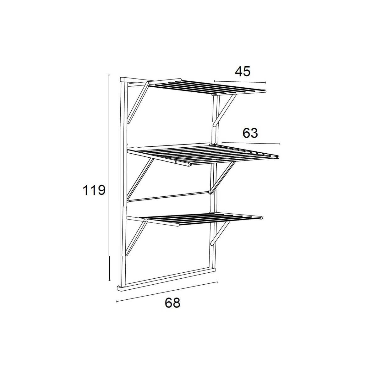 ARREDAMENTI KARIM Naścienna suszarka na pranie - 63 x68 cm, Biały