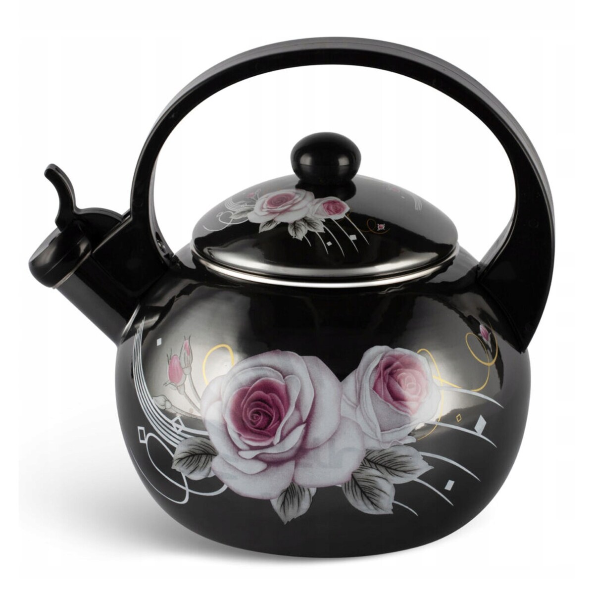 Czajnik Czarny Retro Emaliowany 2.2L Z Gwizdkiem Gaz Indukcja