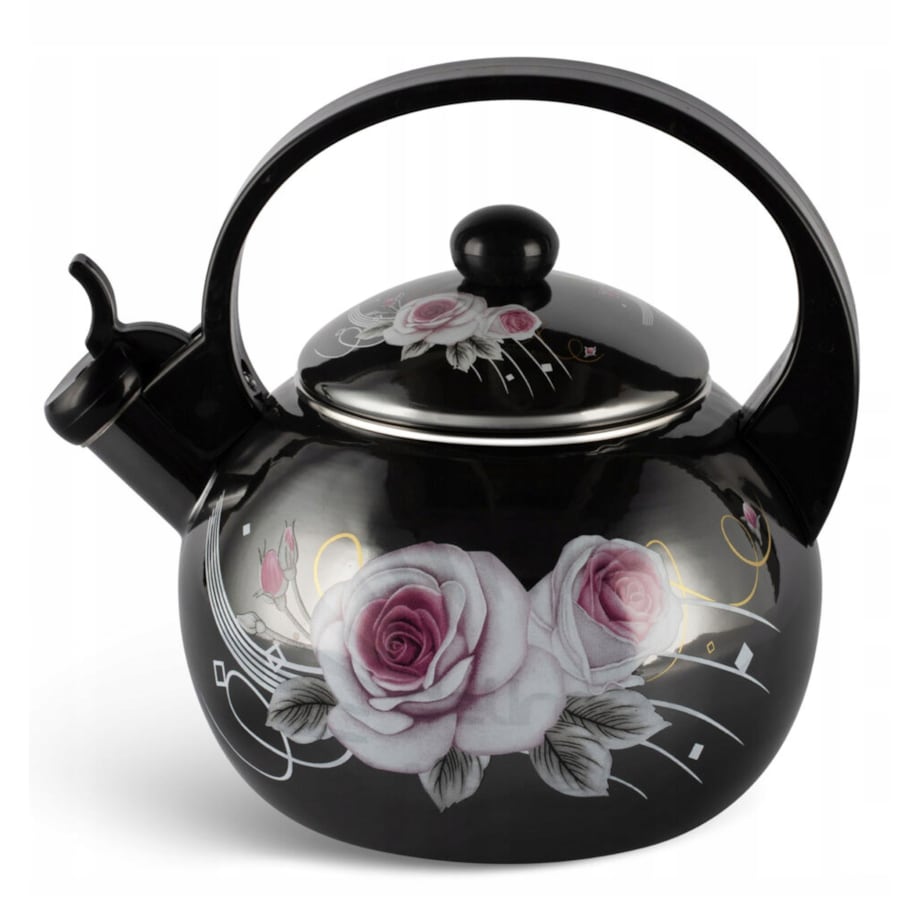 Czajnik Czarny Retro Emaliowany 2.2L Z Gwizdkiem Gaz Indukcja