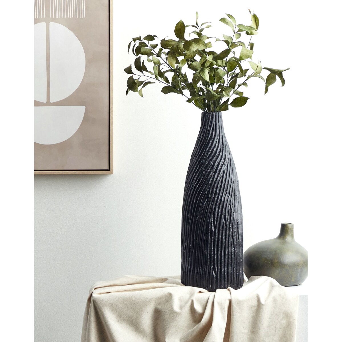 Wazon dekoracyjny FLORENTIA Ceramika 50 cm Czarny