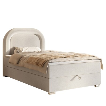 Łóżko kontynentalne BELLA w stylu skandynawskim- jasny beż