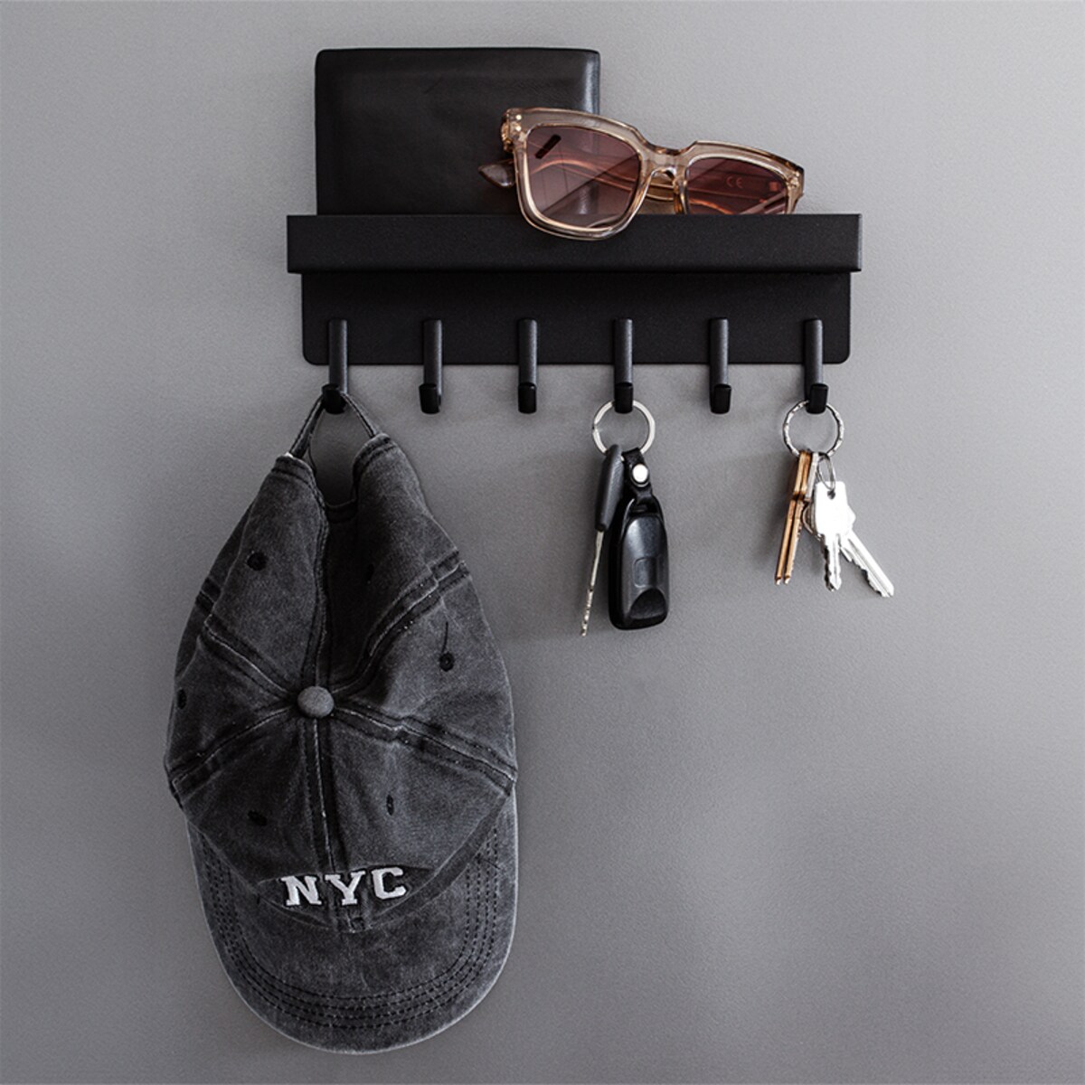 Wieszak ścienny z półką na klucze akcesoria metalowy loft
