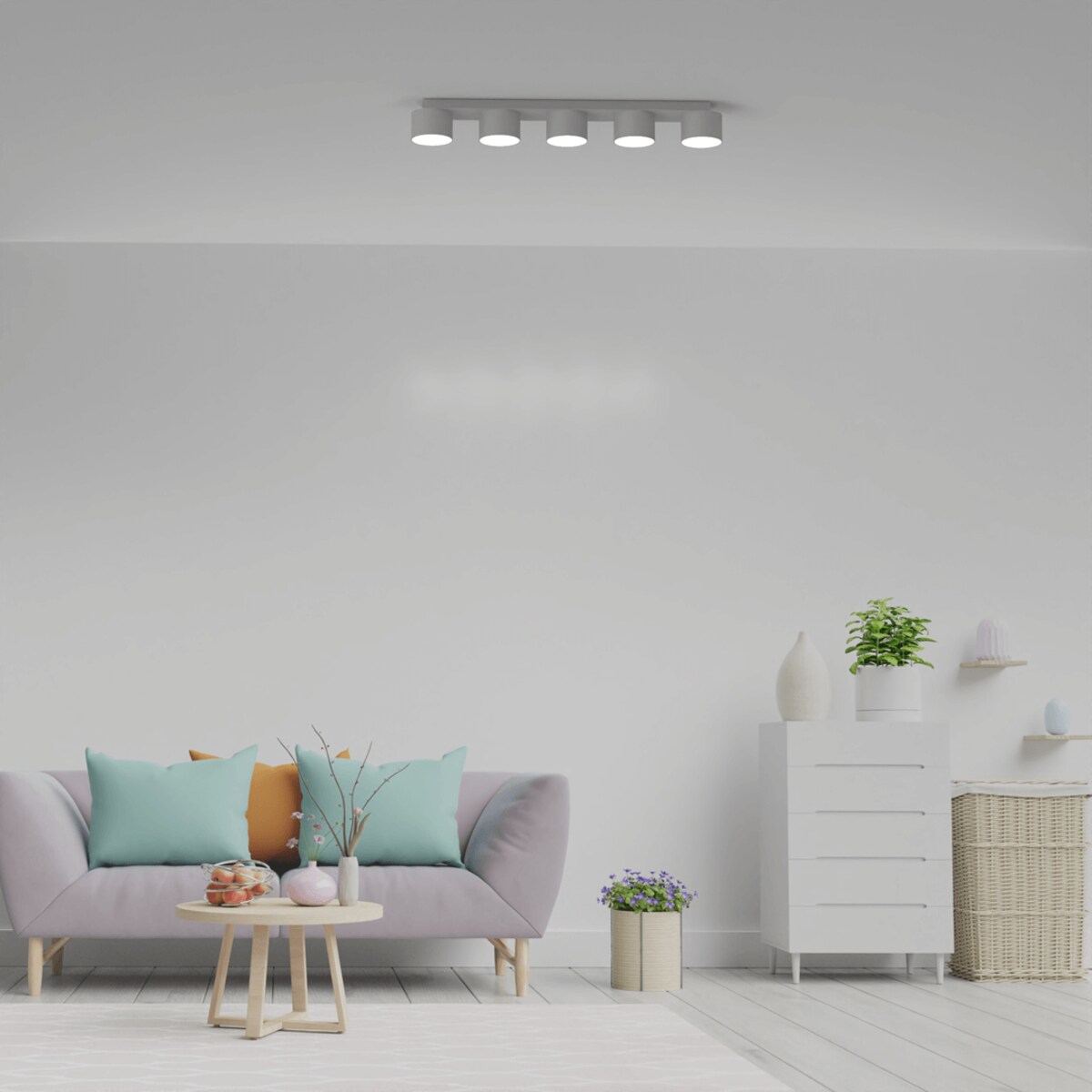 Minimalistyczna lampa sufitowa Dixie tuby do jadalni białe