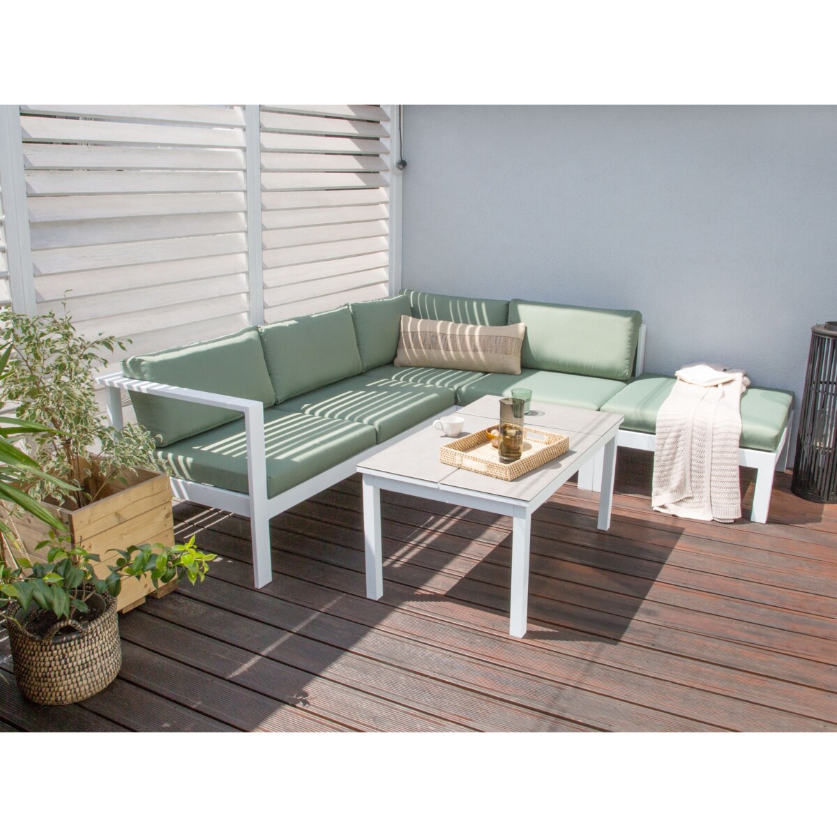 Duży zestaw wypoczynkowy dla 5 osób Aluminium Zielony MESSINA