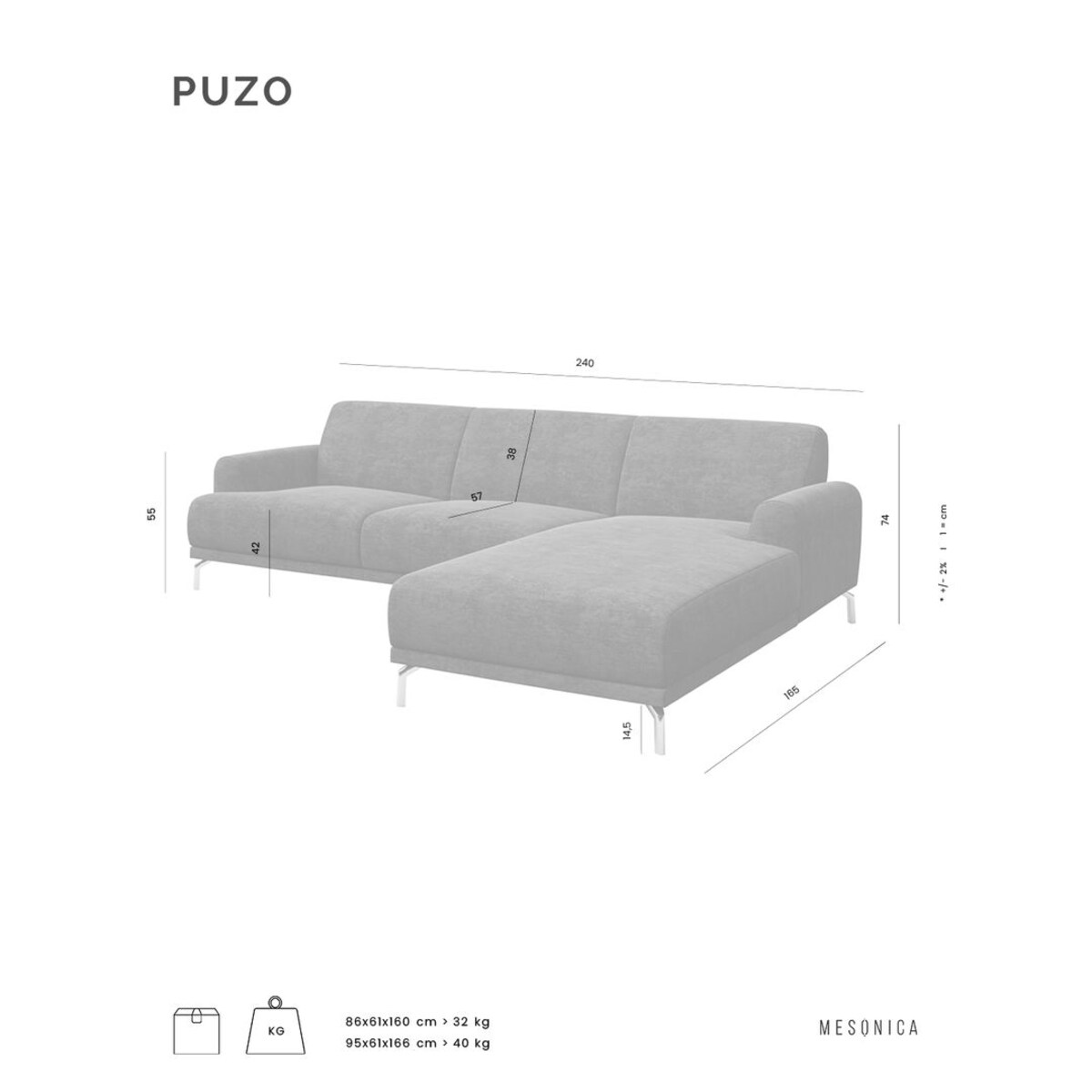 Sofa narożna Puzo Ciemnozielona