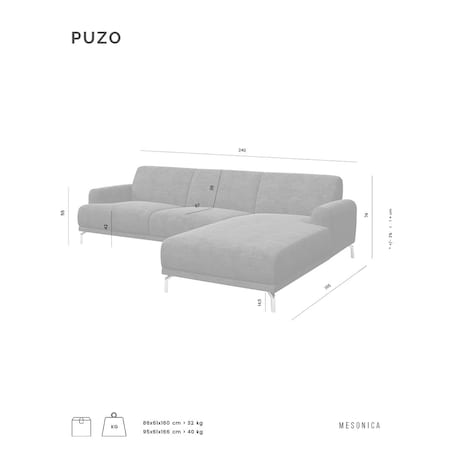 Sofa narożna Puzo Ciemnozielona