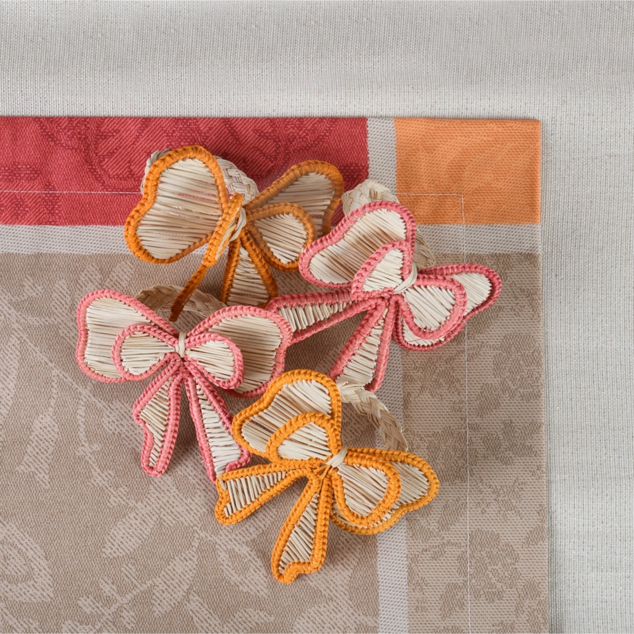 Obrączki na serwetki Pink and Yellow Bows - 4 sztuki