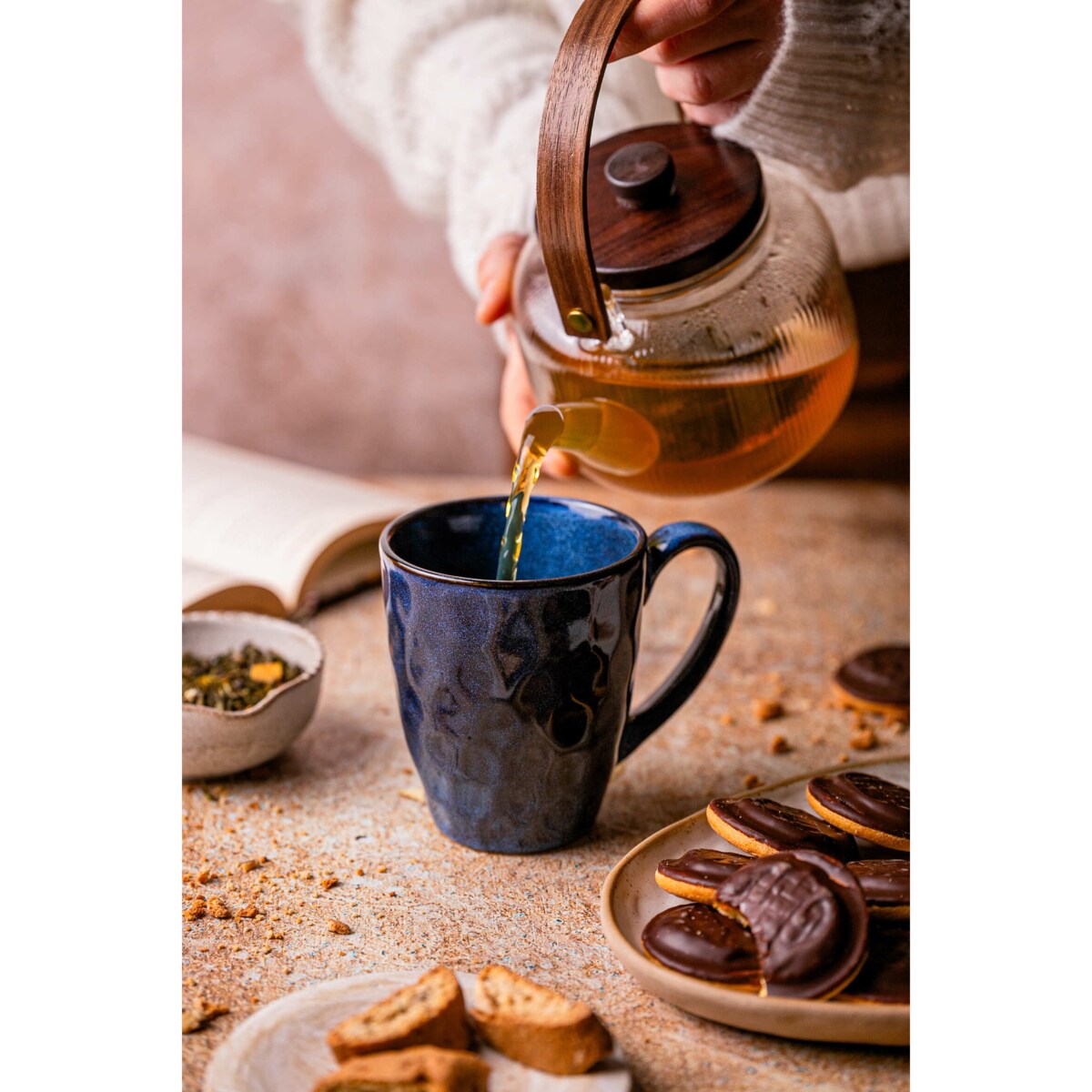 Zestaw kubków Uminami niebieski dla 6 osób Nowoczesny Do zmywarki Komplet