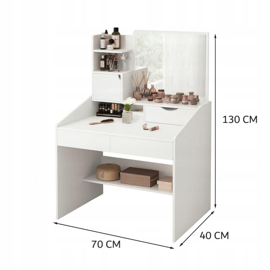 Toaletka z lustrem biała z szufladami skandynawska