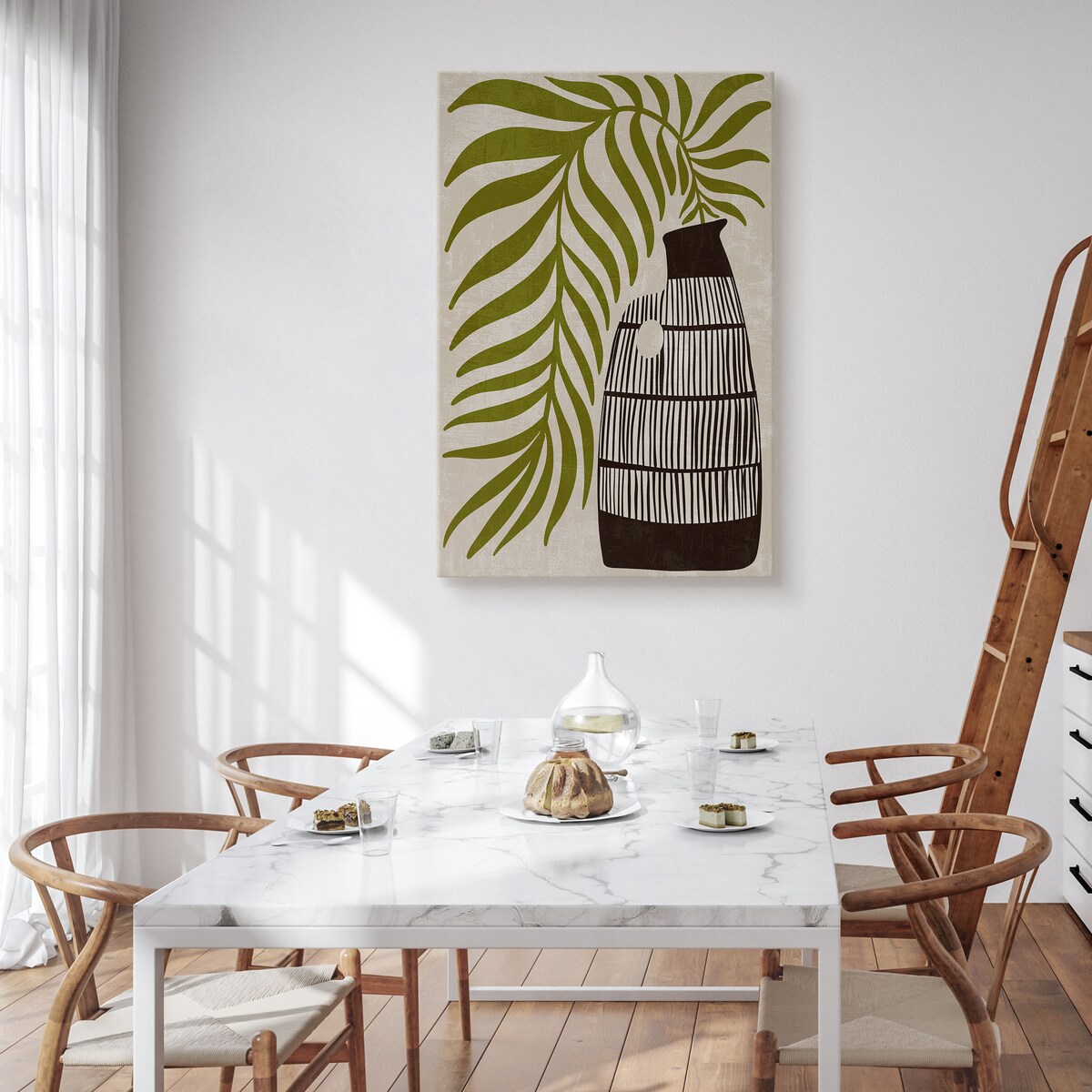 OBRAZ LIŚCIE PALMOWE MARTWA NATURA STYL BOHO 30x40cm