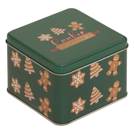 Puszka 3 szt. metalowa na ciastka świąteczne 18x18x8,5 cm POTERA zielona